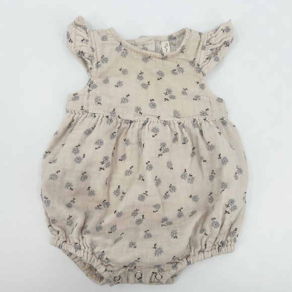 Rylee + Cru Baby Girls Ditsy Floral Romper Playsuit 0-3M Cotton Flutter Sleeve - Picture 1 of 6
